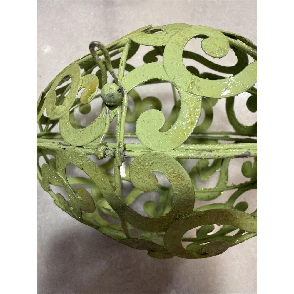 Set Of 6Vintage Pier 1 Metal Scroll Glitter Eggs Easter 003